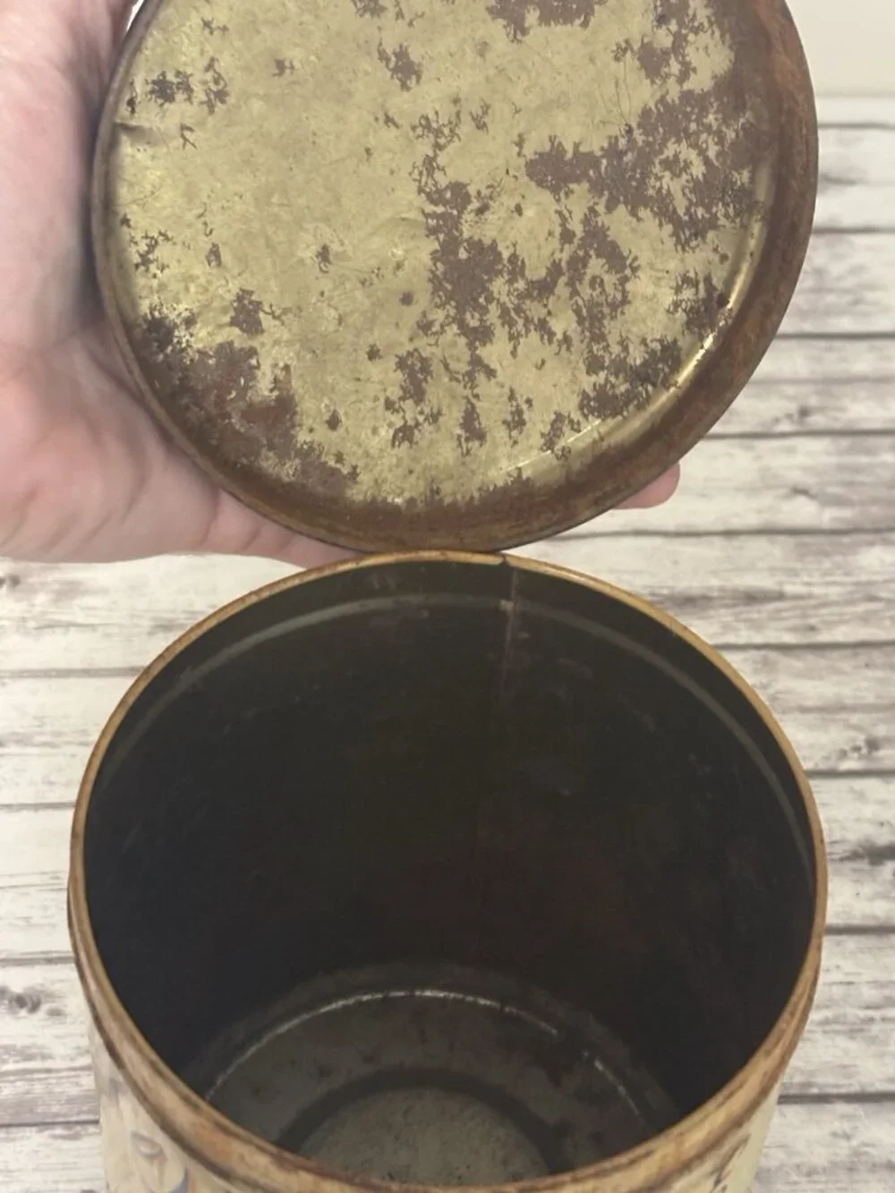 Antique Crun-Cheese  toasted WAFFIES  Advertising Tin Vintage KING KONE Crackers